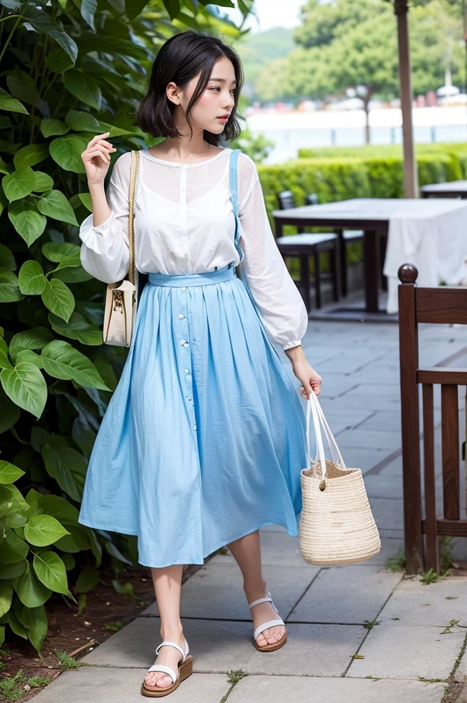 This summer，I want some stylish and beautiful suspender skirts，可以考虑以下几种风格和Pairing suggestions：Resort style features：Easy and comfortable，Suitable for vacation。
Fabric Selection：Cotton, linen or gauze。
Colors and Patterns：Bright or fresh colors，like、blue，or resort style pattern。
Pairing suggestions：Pair with a pair of sandals，A straw handbag，And some holiday-style accessories。