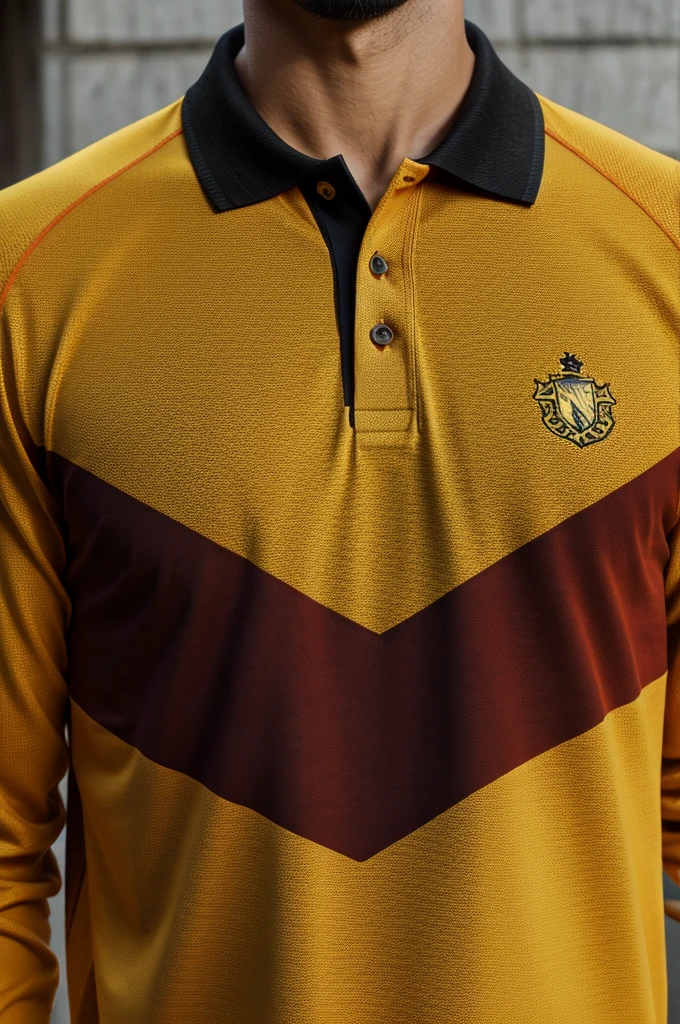 -Generally a polo shirt with long sleeves that is red in color, black and gold - on the back of the polo shirt at the bottom will be the name FUERZA SAN SIMON DE COLOR DORADO
