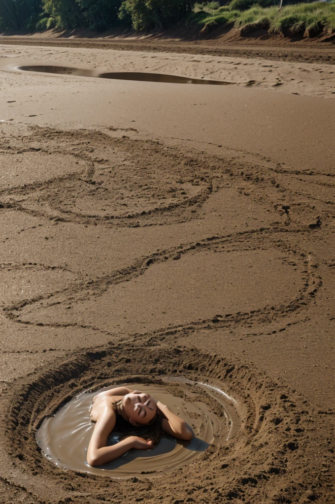 Girl sinking in quicksand