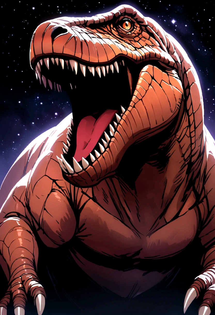 Tyrannosaurus under a starry sky