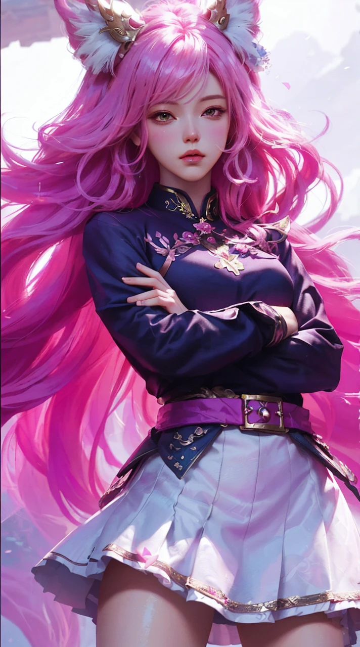 a close up of a woman with pink hair and a pink mask, beautiful character painting, guweiz, artwork in the style of guweiz, pink haired deity, by Yang J, epic exquisite character art, stunning character art, by Fan Qi, by Wuzhun Shifan, guweiz on pixiv artstation