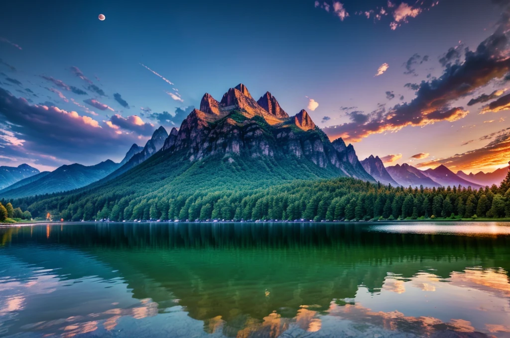masterpiece, best quality, high quality, Extremely detailed CG Unity 8K wallpaper, landscapes, perfect reflection, stunning water surfaces. outdoor, Sky, cloud, dusk, no humans, castle, Gothic, Mountain, landscape, water, trees, blood moon, waterfall, cliff, nature, lake, river, cloudy Sky, Detail enhancement, Detail enhancement, no defects. Award-winning photography, Bokeh, depth of field, high dynamic range, bloom, Color difference, photorealism, Very detailed, complex, high detail, dramatic, Castlevania,