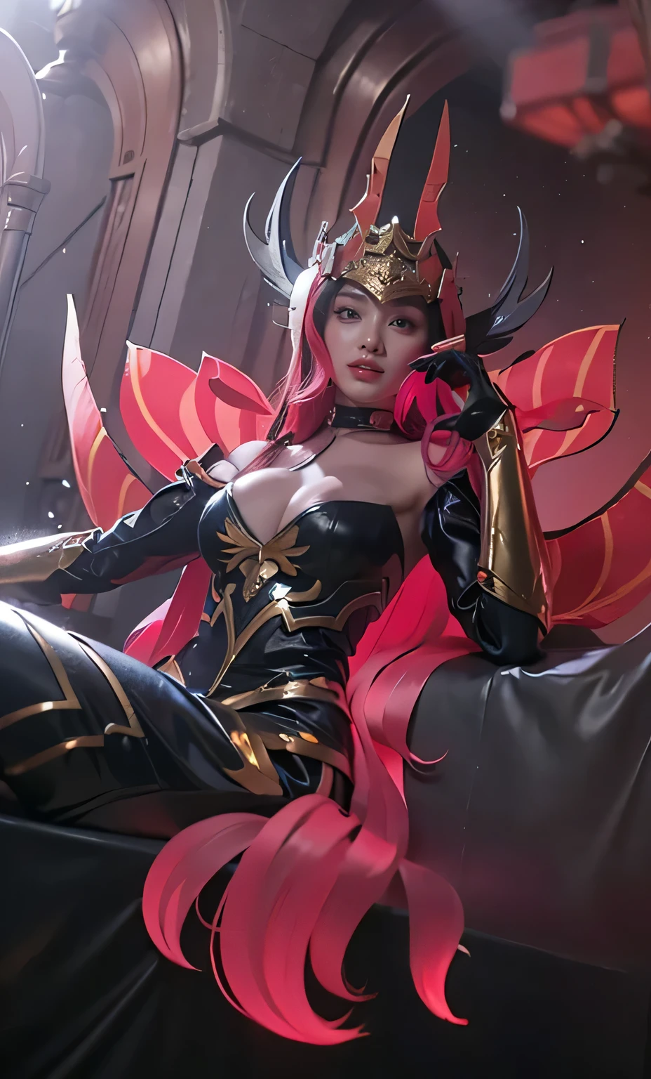 a close up of a woman wearing a red hood like a ruby wearing a patch over one eye, shadowbringers cinematic, 4 k detail fantasy, a beautiful fantasy empress, game cg, xianxia fantasy, xianxia hero, 2. 5 d cgi anime fantasy artwork, cinematic goddess close shot, ruan jia and artgerm, wow 4 k detail fantasy, hyperdetailed fantasy character, smile beautifull.