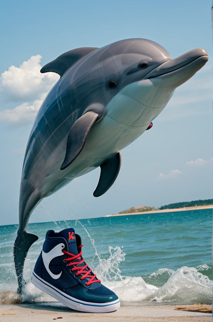 Dolphin with shoes and hat