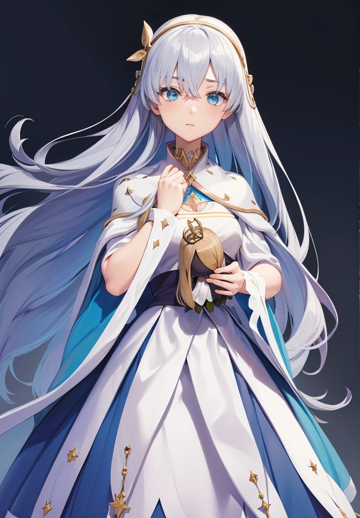 Original outfit, 1 girl, Anastasia (fate), layer azul, Alone, corona, White background, layer, simple background, dress, doll, mini crown