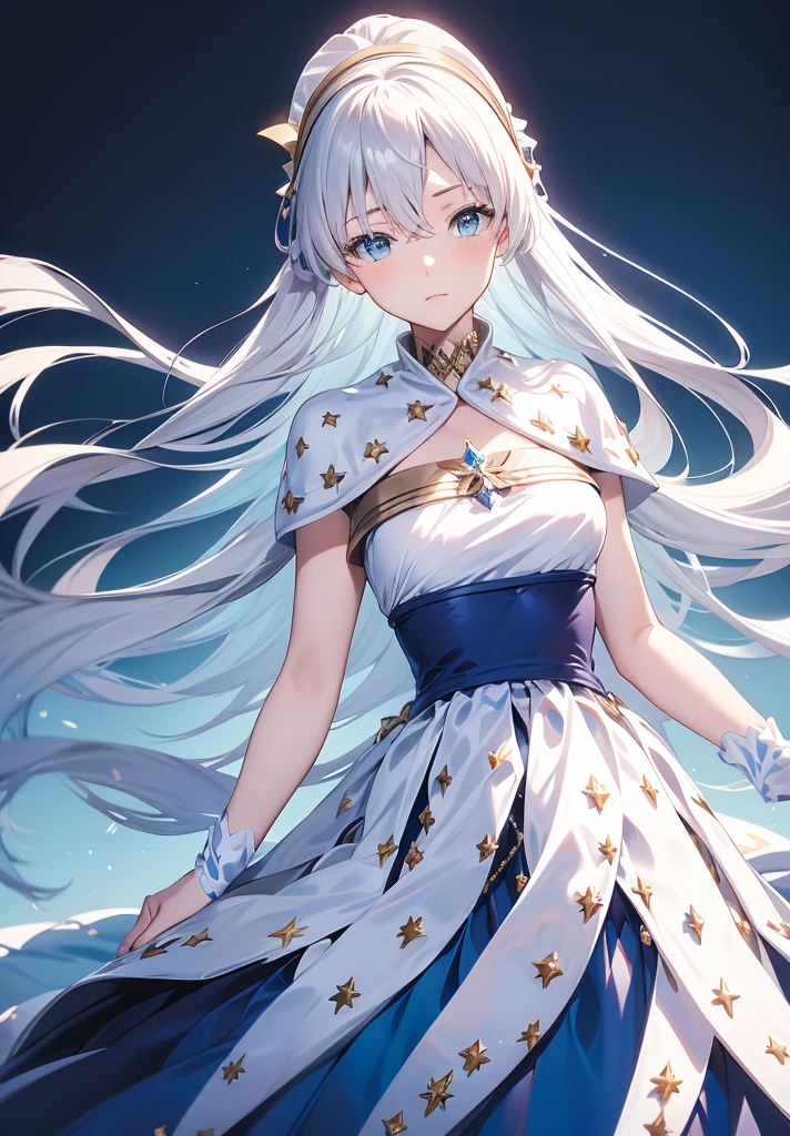 Original outfit, 1 girl, Anastasia (fate), layer azul, Alone, corona, White background, layer, simple background, dress, doll, mini crown