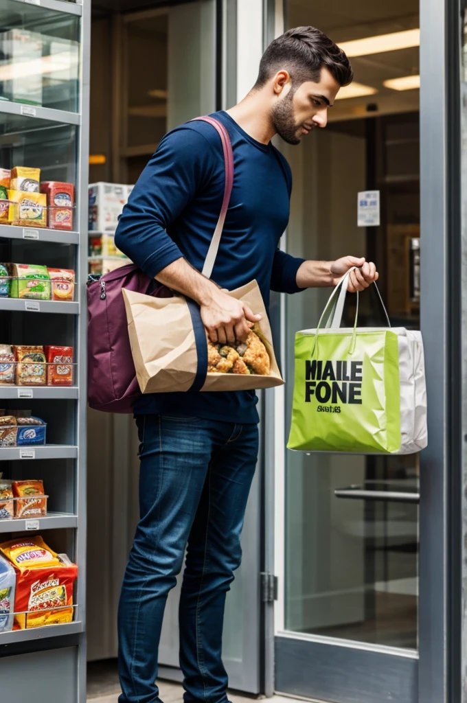 Male stealing bag of food