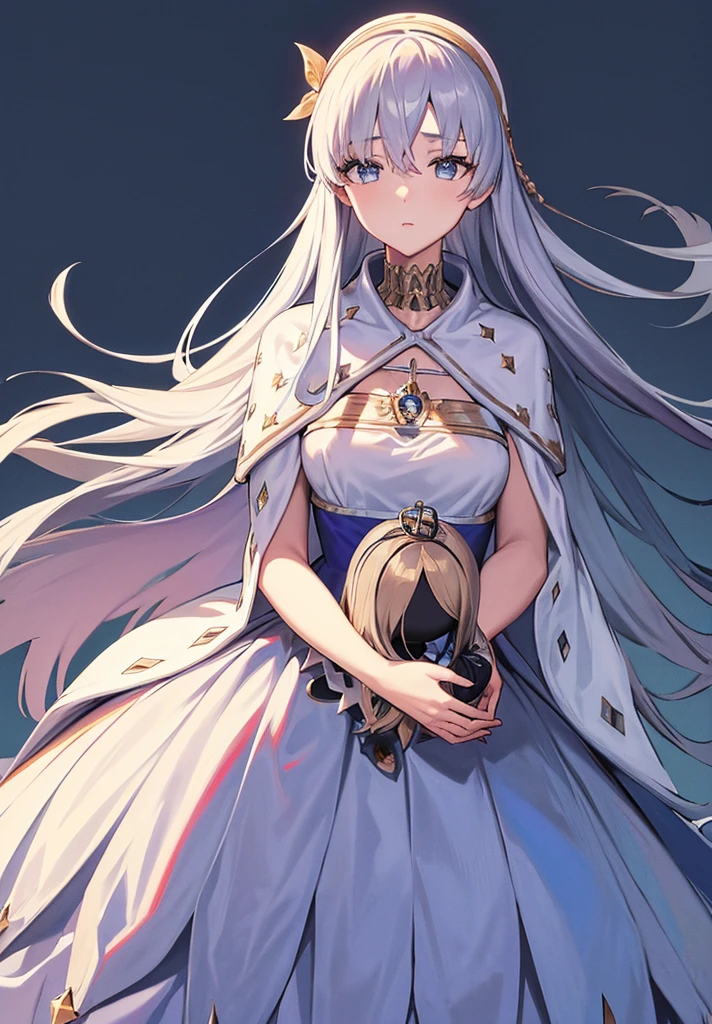 Original outfit, 1 girl, Anastasia (fate), layer azul, Alone, corona, White background, layer, simple background, dress, doll, mini crown