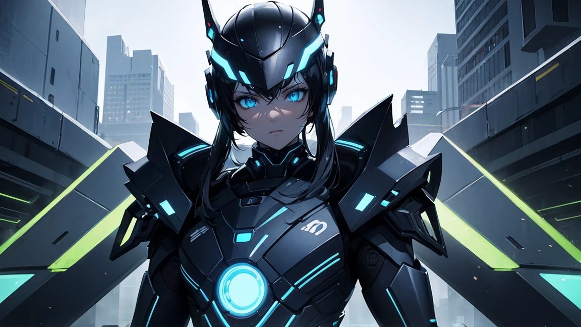 7 girls, score_9, score_8_up, score_7_up,
futuristic sci-fi portrait, highly detailed helmet with visor, light patterns, neon blue highlights, dark sleek surfaces, intricate textures, advanced technology, subtle reflections, imposing stance, mysterious aura, blurred urban background, bokeh lights, video game armor, movie concept art, advanced soldier, cybernetic character