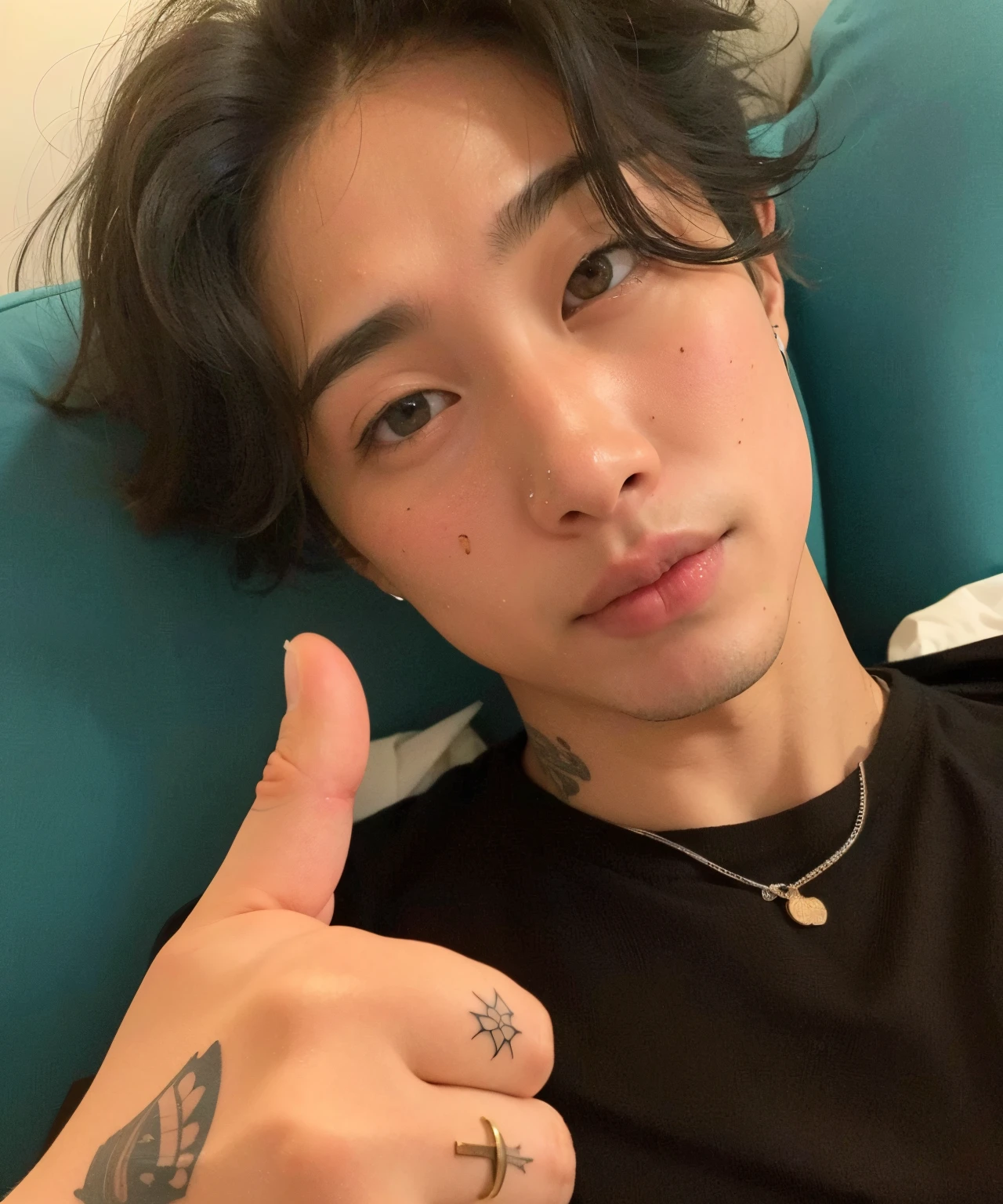 There's a man with a tattoo on his arm giving a thumbs up, TaeJune Kim, Jinyoung Canela, Hyung Tae, Jungkook, Kim Doyoung, Hong June Hyung, Jeon Jungkook, Cai Xukun, Hyung Tae Kim, Jaeyeon Nam, Shin Jeongho, wan adorable korean face, taken in the early 2020s, Wonbin Lee, foto de perfil