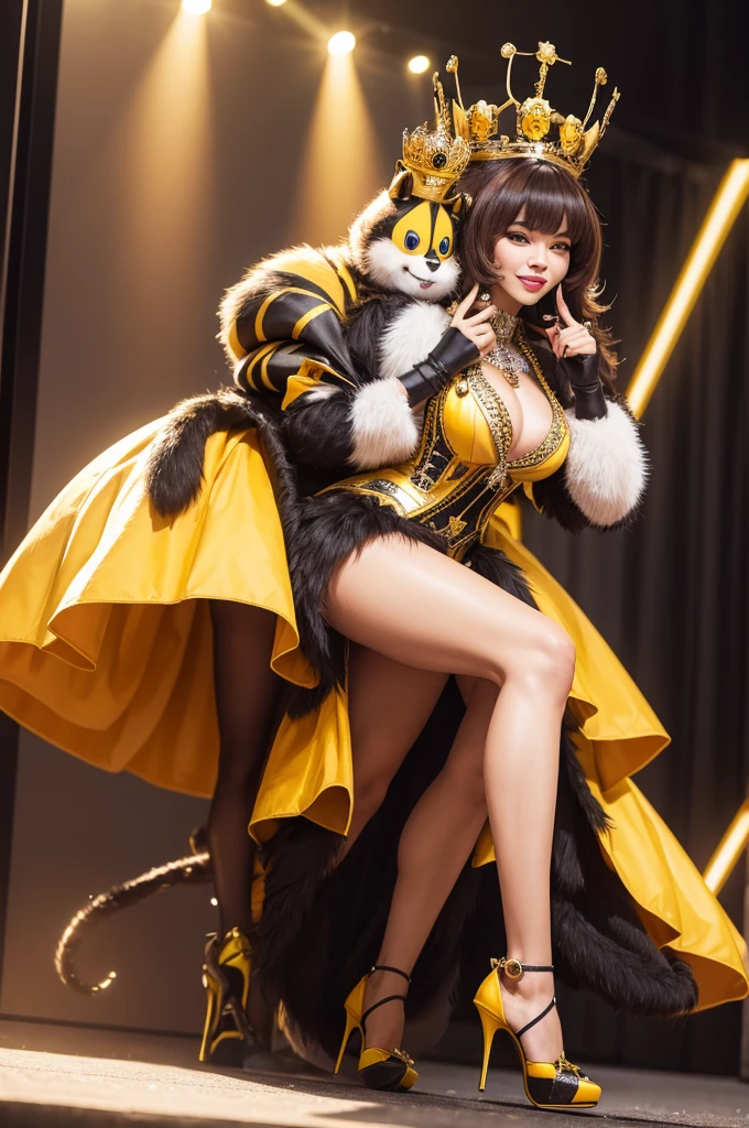 (masterpiece, top quality, best quality, surreal art, owl-headed beauty), (1 girl), hyper-realistic, furry body, sexually alluring, owl head, (silky brown feathers), (sexy pose), (sensual expression), (cat-like eyes with seductive gaze), (feathered arms and legs), (detailed and textured skin), (shimmering in the dimly lit room), (sexy and mysterious aura), (realistic fur texture), (striking contrast between the owl head and the humanoid body), (super detailed and lifelike rendering), (award-winning masterpiece).