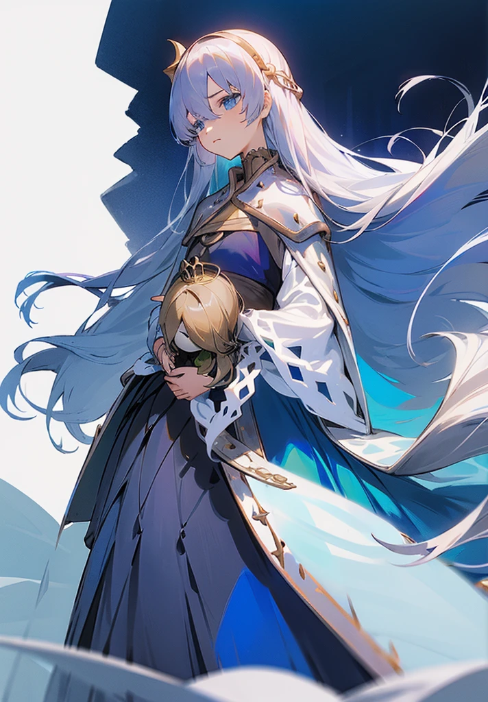 Original outfit, 1 girl, Anastasia (fate), layer azul, Alone, corona, White background, layer, simple background, dress, doll, mini crown
