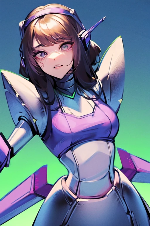 DVA from Overwatch without her mech, a woman with short brown hair in a ponytail,she sits with her legs spread, high quality refelctions, volumetric lighting, she is wearing her classic thin tight figure hugging soft pink white and blue full bodysuit, in her bedroom on her bed, 1 girl solo, cinematic lighting, high resolution, physically-based rendering, 8k, volumetric lighting, hyperrealistic, detailed facial features, masterpiece, full upper body, gaming setup in background, cinematic, she has very small  breasts,  flat  breasts , the focus is on her whole body and the environment, cinematic screenshot, you can see the whole room and her sitting on the bed, the picture has a very soft look at soft textures, cute sleepy smile, her arms are on a game controller, DVA is gaming before sleeping,  woman body, 1 person, soft bodysuit, nsfw