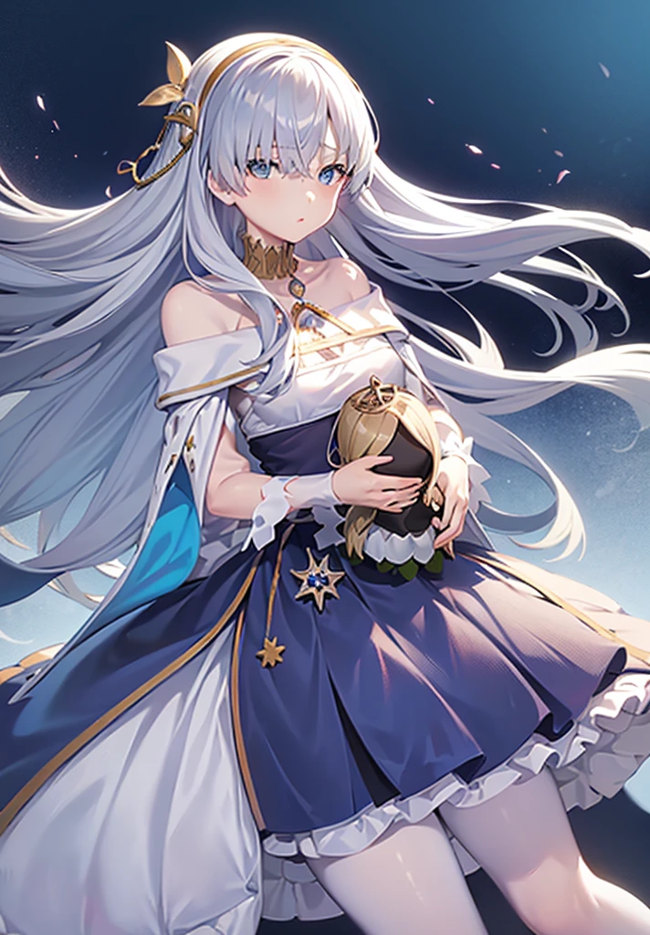 Original outfit, 1 girl, Anastasia (fate), layer azul, Alone, corona, White background, layer, simple background, dress, doll, mini crown