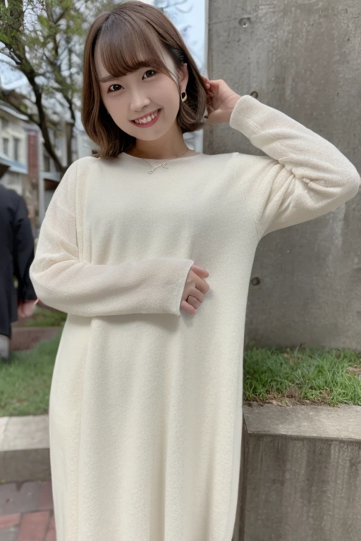 One girl, (Wearing casual clothes:1.6),(RAW Photos, Highest quality), (Realistic, photo-Realistic:1.4), masterpiece, Very delicate and beautiful, Very detailed, 2k wallpaper, wonderful, In detail, Very detailed CG unity 8k wallpaper, Super detailed, High resolution, Soft Light, Beautiful detailed girl, Very detailed eyes and face, Beautifully detailed nose, Beautiful attention to detail,Cinema Lighting,(In the city:2.0),Perfect Anatomy,Slender body,(smile:1.4),(close:2.4),(View the viewer),(Front view:2.0),Movie angle,(Wavy short hair:1.2),