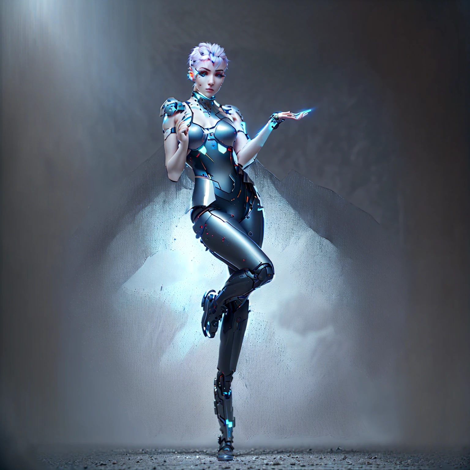dystopic, [scientific fiction], Foto colorida RAW off alto offtalhe, fullshot,yoga pose, off (Beautiful female arterial intelligence, wearing transparent white chemise), plein-air, standingn, on overlook, olhando para o horizonte da cidaoff cyberpunk espraiado), toned physique, bunda granoff, (pale skinned), face perfect, seducing gaze, (cyber implants:1.2), (heightens), (cyborg:1.1), (pele offtalhada, fuzzy skin pores), silicone, metals, (altamente offtalhado,  offtalhes Finos, intrikate), (Lens flare:0.5), (blossom:0.5), smog, dust, (Badlands:0.8), (observatory:0.7), ray tracing, specular illumination, proFundidaoff off campo rasa, photographed on a Sony Alpha 1 lens, SE 85mm, F/2.8, Rigid focus, smooth film, cinematic still, [cyberpunk:Orweliano:12],al green ,front view ,