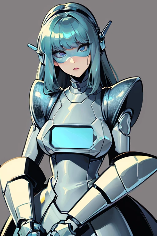 empty eyes,robotized woman ,big bust,Robot Joint ,Metal skin,dress,android,Robot Suit