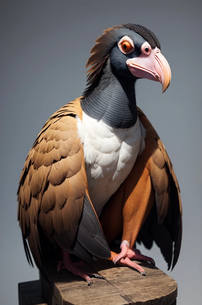 King vulture sitting on the throne in 3d drawing