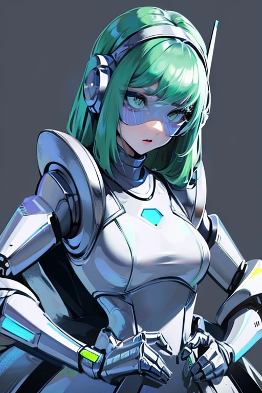 empty eyes,robotized woman ,big bust,Robot Joint ,Metal skin,dress,android,Robot Suit