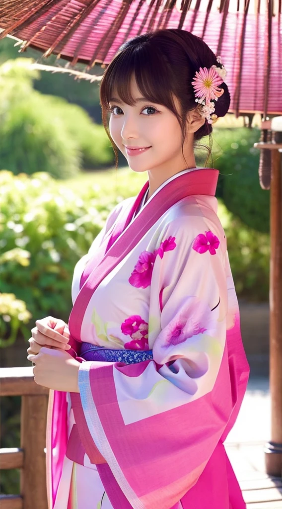 top-quality、hiquality、Top image quality、A Japanese style、colourfull、Vivid、best beauty、Pink kimono、