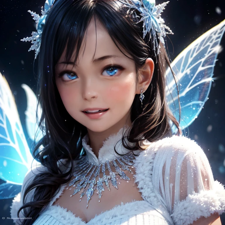 KAWAII girls standing in glowing snow dust, Stunning detailed eyes, beautiful detailed lips, extremely detailed eyes and face, long eyelashes, detailed fantasy snow fairy, glowing snowflakes, intricate snowy background, soft blue and silver color palette, ethereal and magical lighting, cinematic composition, (best quality,4k,8k,highres,masterpiece:1.2),ultra-detailed,(realistic,photorealistic,photo-realistic:1.37)