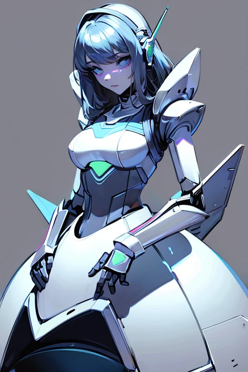 empty eyes,robotized woman ,big bust,Robot Joint ,Metal skin,dress,android,Robot Suit