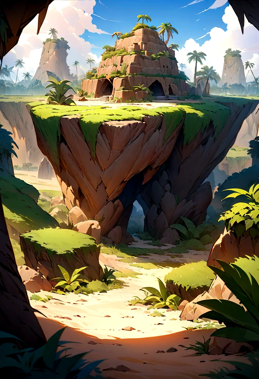 Deserted Island Beach，storm, ((masterpiece)), Highly detailed environments. Develop this art in full HD, Focus on texture, Clash Royale Style