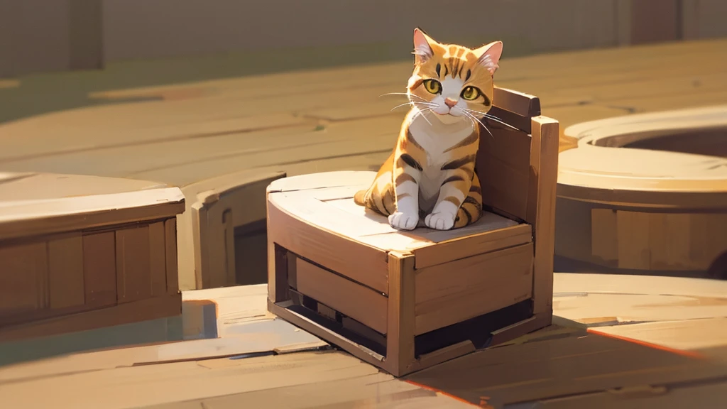 Cat、Brown tabby、Sitting、whole body、There is no background、1Animals