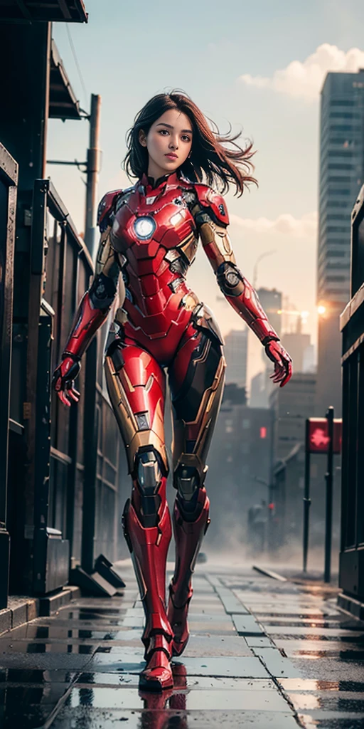 (1girl:1.3), solo,__body-parts__, official art, unity 8k wallpaper, ultra detailed, beautiful and aesthetic, beautiful, masterpiece, best quality, RAW, masterpiece, super fine photo,, best quality, super high Resolution, photorealistic, sunlight, full body portrait, stunningly beautiful,, dynamic pose, delicate face, vibrant eyes, (side view), she is wearing a futuristic Iron Man mech, red and gold, Highly detailed abandoned warehouse background, detailed face, detailed complex busy background, messy, gorgeous, milky, high detailed skin, realistic skin details, visible pores, sharp focus, volumetric fog, 8k uhd, dslr camera, High quality, film grain, fair skin, photorealism, lomography, sprawling metropolis in a futuristic dystopia, view from below, translucent