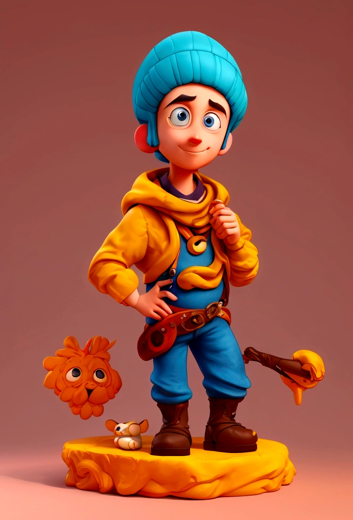 Cartoon character of a young Leonado DaVinci, he is designed to be a company mascot, simple 3D styke Pixar,