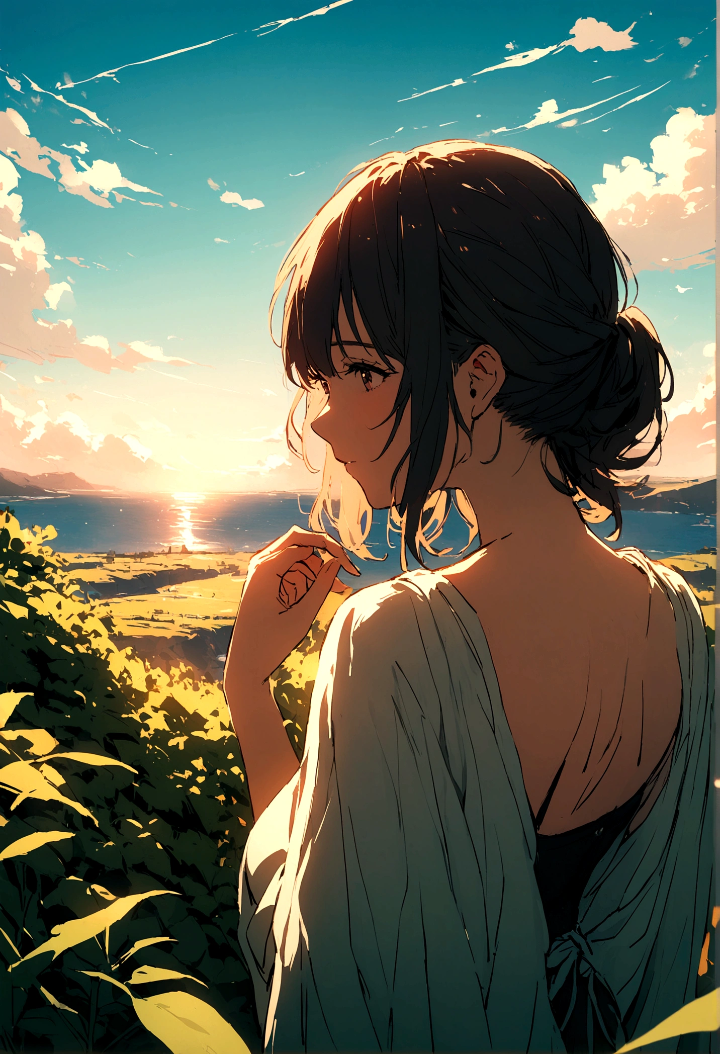 Summer scenery: Girl in