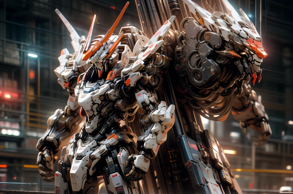 
anime mecha, 80s sci-fi, Cyberpunk,(cyberpunk police cyborg,Red:1.1),1man,Mechanical marvel,Robotic presence,Cybernetic guardian, wearing a worn-out mech suit, skull head, intricate, (steel metal [rusty]), elegant, clear focus, artstation, exoskeleton, shot by greg rutkowski, Maciej Kuciara concept art, lighting, vibrant colors, masterpiece, ((street)), cowboy shot, dynamic pose, Neon lights in the dark city at night.,unreal engine:1.4,HD,La Best Quality:1.4, photorealistic:1.4, skin texture:1.4, Masterpiece:1.8,Masterpiece, Best Quality,exoskeleton _armor, power_suit, mechanical_arms, mechanical_legs, artstation,

