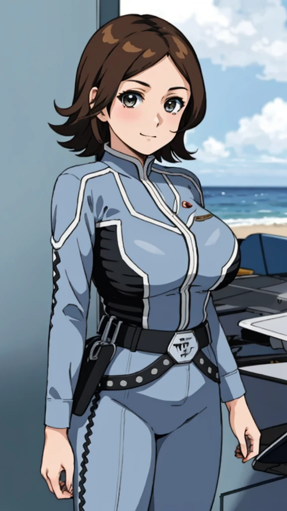 masterpiece, best quality, solo,1girl,looking at viewer,, cowboy shot,sea,anime style,
anne、Ultra Guard Interior、Fighter Aircraft Background、The bust is large