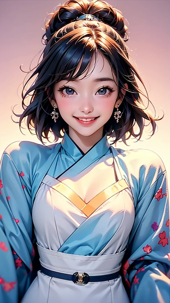 woman,(1 person),With a smile, She expressed her joy, Beautiful and smiling, Laugh gently, Cute smile, 美しいWith a smile, Happy and cheerful expression, And she laughs,very happy, (masterpiece、Highest quality)、Best details