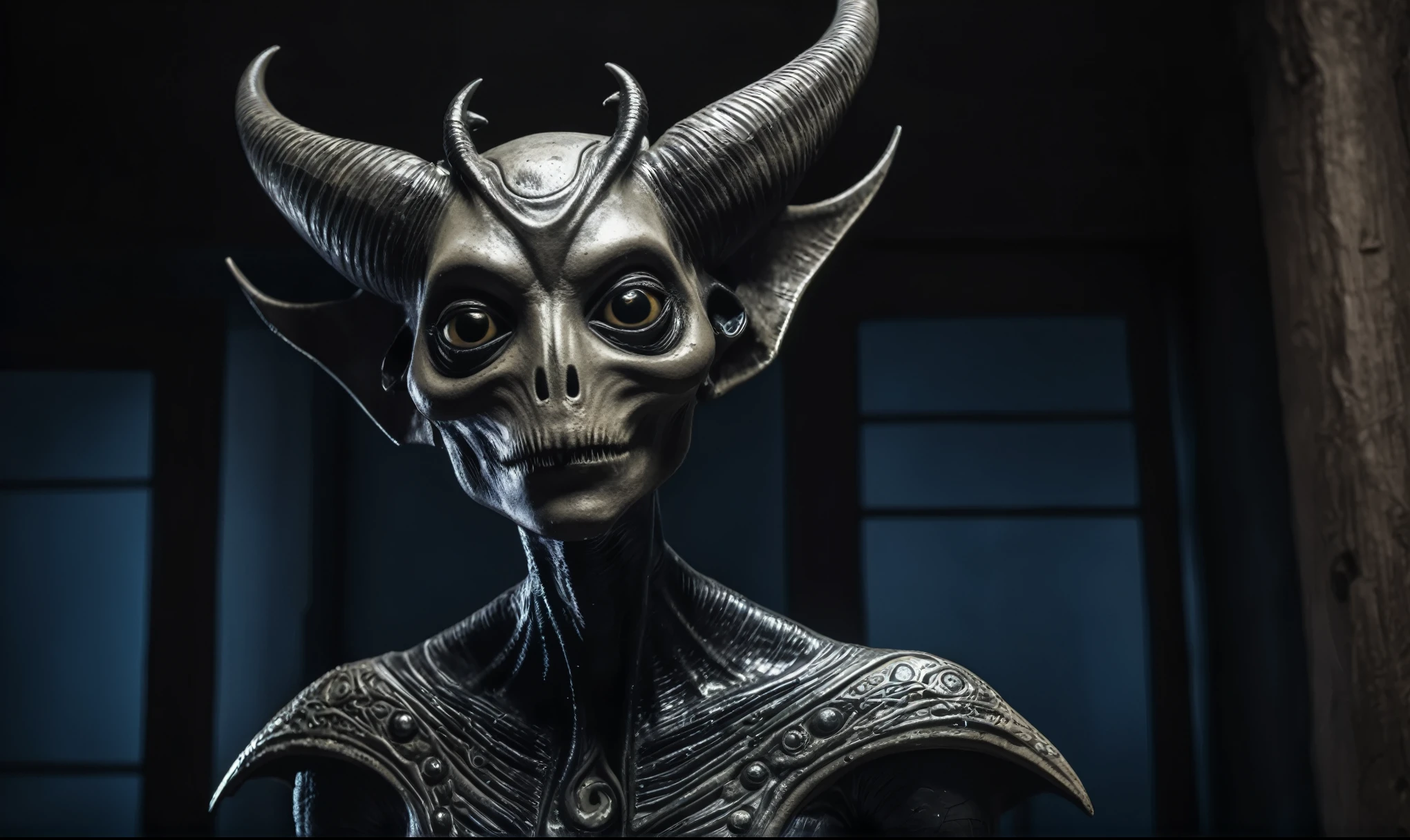 full body length shot ,nerd graphite  Alien Entity,native africa slave ,azctec psychiatric clinic,Cinematic,soft colors, Technicolor,natural skin textures, hyper realism, hyper detailed,Extremely detailed,High contrast,Masterpiece,Realistic,Ultra Detailed, intricate details,realistic humid leather,extremely intricate details,Epic Realistic, cinematic style, irina yermolova,high contrast,hdr,extremely detailed, [deep night landscape],masterpiece, intricate details, eyes extremely detailed, high detailed eyes,8k resolution,retina, Nikon Z9,orc,Egyptian folk, Pisces, transition between two art styles,full body length, Double contact, X-ray, Creative, vivid light, fantasy, Abstract, Surrealism, super detailed, high resolution,insanity national folk wear,skin  almost translucent, gothic elements, further emphasizing its dark air,Mestichino,Light particles,chaos,starfish's leather,Cambodia,"(The best lighting, dark, dramatic),(alien Mulan's half-skull fetus, Hellraiser, Scars, stupid, sexy brain, , a rat inside the head, terror.),(ominous and strange eyes, calaveras). morning light, indoor psychiatric clinic

