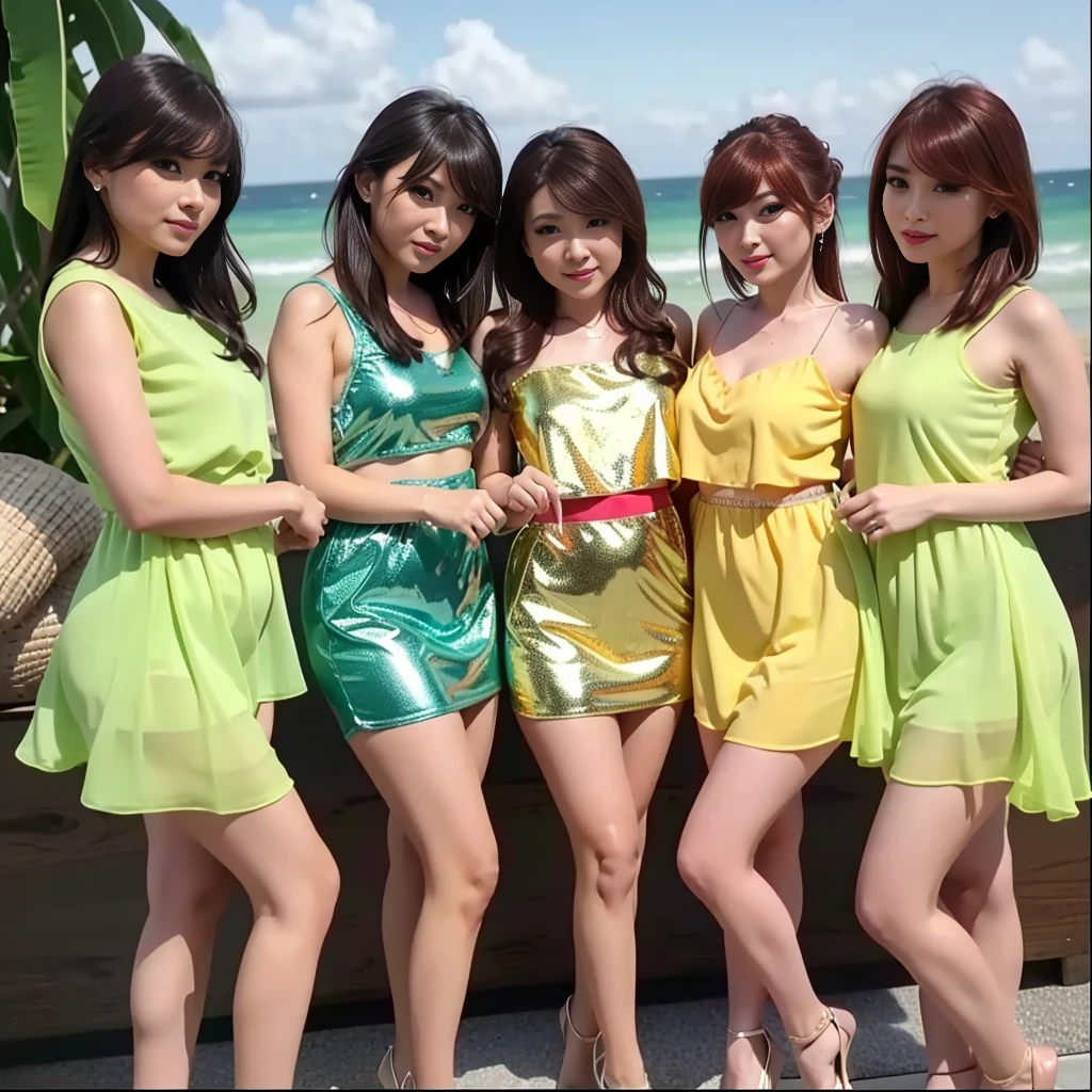 beautiful detailed eyes, beautiful make up, extremely detailed face, longeyelashes, 1girl, woman, indonesian, transparent pink mini dress, mini lingerie dress, smiling, facing viewer, high heels, bangs hairstyle, red nail polish, earrings, best quality, 4k, 8k, highres, masterpiece:1.2, ultra-detailed, realistic, photorealistic, photo-realistic:1.37, HDR, UHD, studio lighting, ultra-fine painting, sharp focus, physically-based rendering, extreme detail description, professional, vivid colors, bokeh, portraits, photography