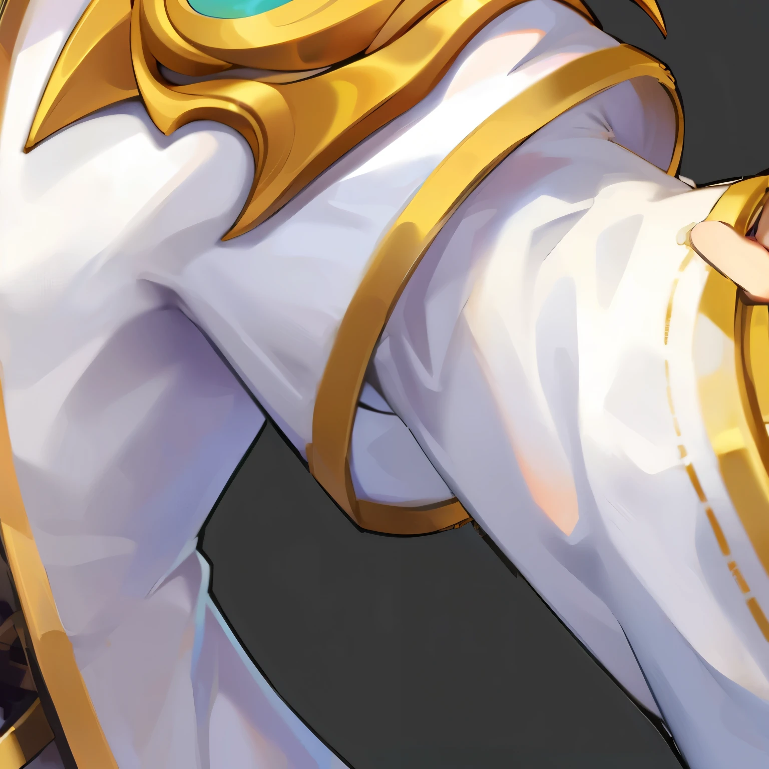 boy、Long white hair、Full details,White clothes,Metal decoration,Gold luster,belt