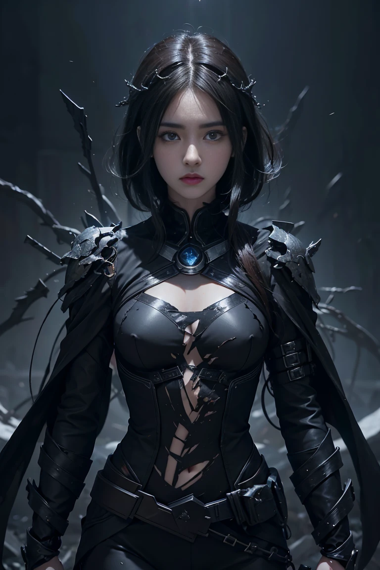 2 young female with dark hair, 1 handsome young male with 2block haircut, fusion of sacred and secular images, shattered chains and fluid forms, symbols of life, death and continuity, contrasting textures of mechanical and organic elements, photorealistic, ultra-detailed, 8K resolution, cinematic dramatic Composition, atmospheric, ultra-detailed, 8K resolution --ar 16:9 --stylized 1000 --chaos 30 --V 5