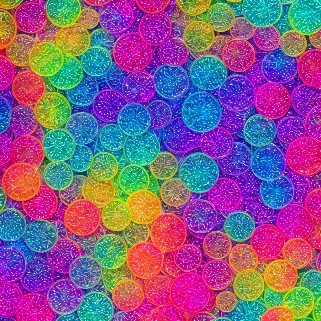 a close up of a colorful background with a pattern of circles, iridescent texture, jelly - like texture. photograph, jelly - like texture, iridescent digital art, holographic texture, soft iridescent membranes, psychedelic colours, made of holographic texture, trippy colors, dichroic, iridescent scales, neon color mixed media painterly