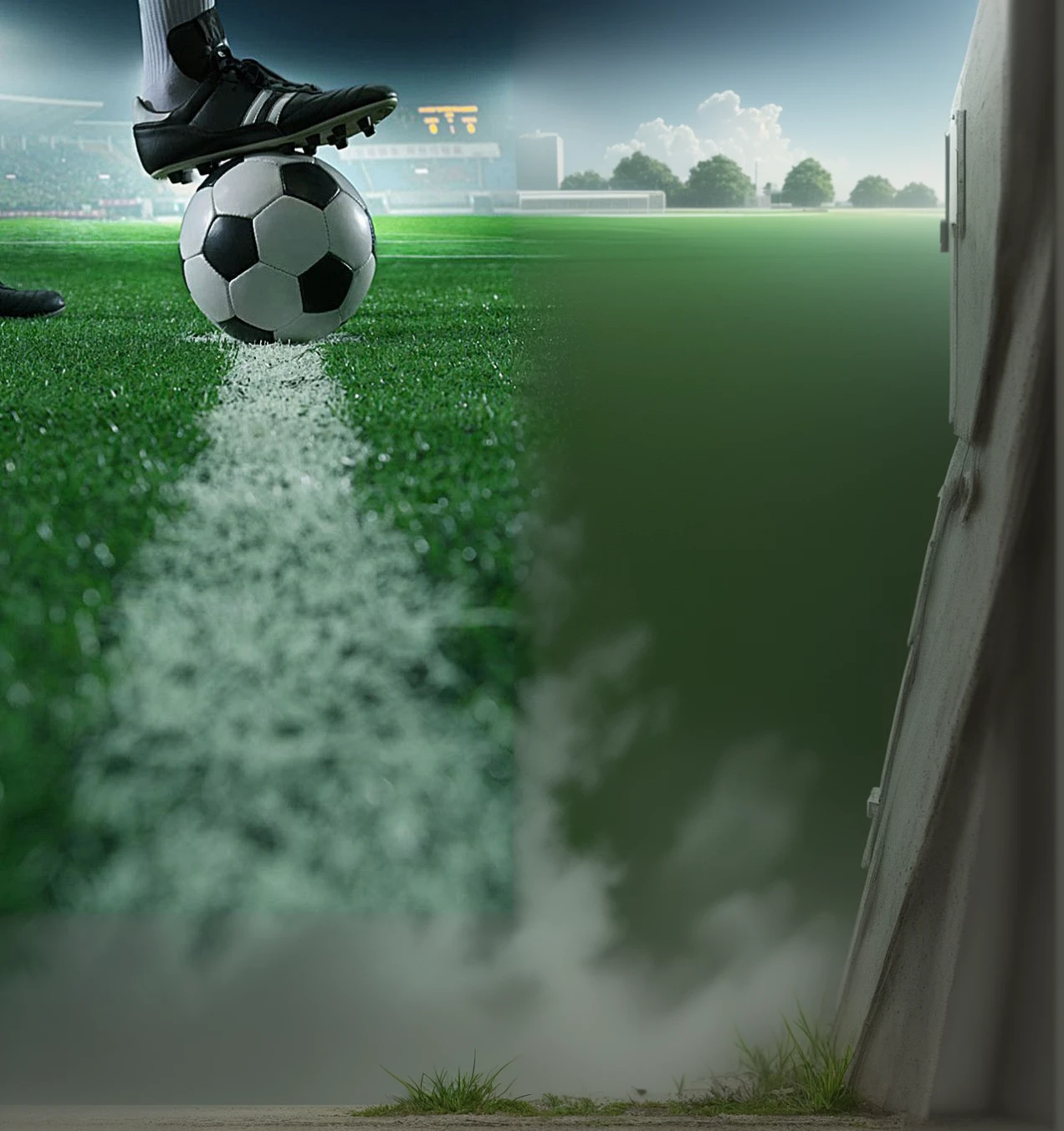 football field, green meal
