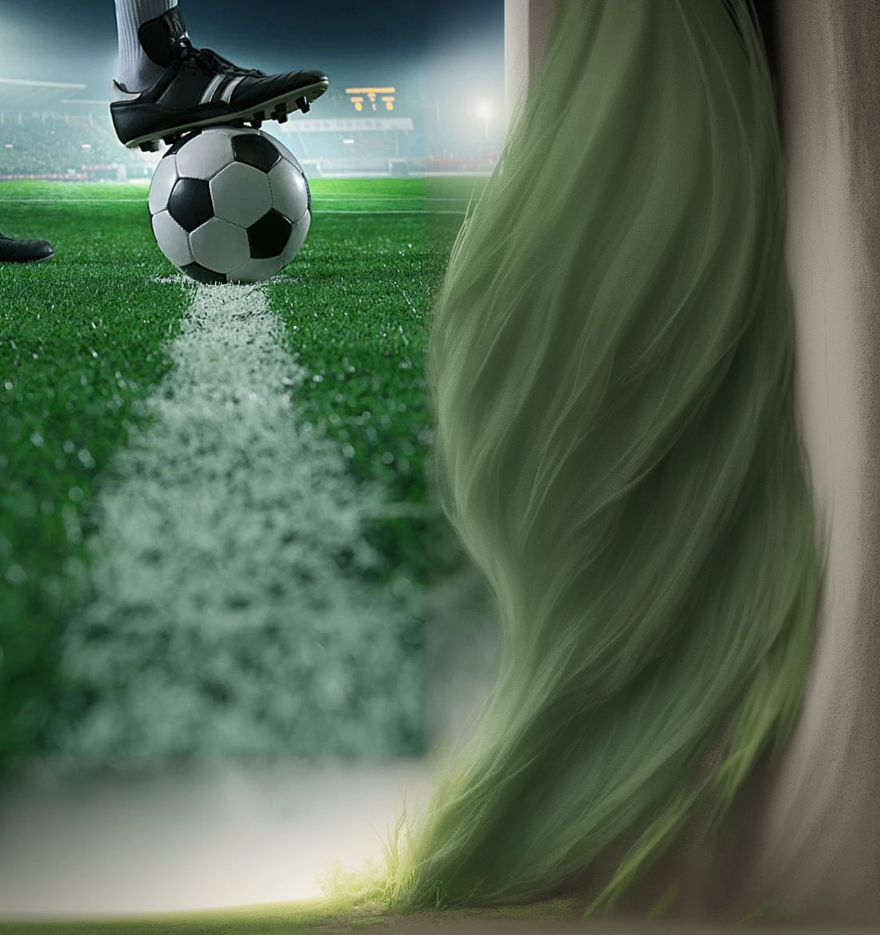 football field, green meal