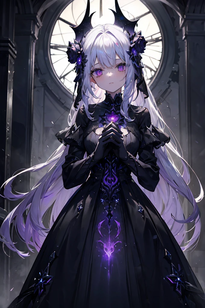 1girl, otherworldly envoy, long obsidian hair with streaks of cosmic violet, eyes like abyssal pools reflecting nebulous horrors, skin pale as if illuminated by starlight, clad in an ethereal gown that whispers of ancient and forbidden knowledge, adorned with amorphous ornaments that defy earthly geometry, standing in the heart of a derelict cathedral, its architecture a blend of gothic and incomprehensibly alien designs, an ambient glow of eldritch energy suffusing the air with a spectral chill, artwork capturing the haunting beauty of her presence, a visual ode to the ineffable, with meticulous detailing, tonemapping that accentuates the uncanny dichotomy of light and darkness, sharp focus giving life to the indescribable and the eerie.