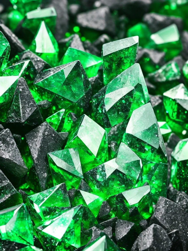a close up of a green crystal on a rock with a dark background, a macro photograph by Eugene Leroy, flickr, crystal cubism, green crystal, beautiful crystals, glowing green crystals, emeralds, crystalline!!, crystals enlight the scene, crystals, translucent crystals, made of crystals, crystalized, with crystals on the walls, glowing crystals