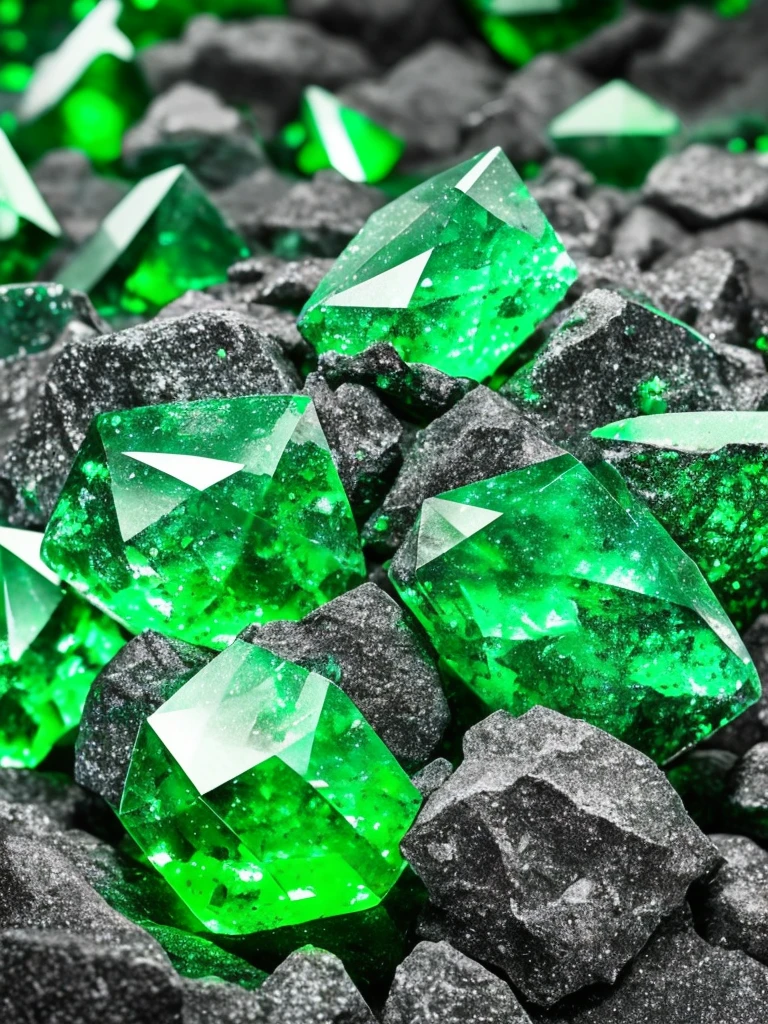 a close up of a green crystal on a rock with a dark background, a macro photograph by Eugene Leroy, flickr, crystal cubism, green crystal, beautiful crystals, glowing green crystals, emeralds, crystalline!!, crystals enlight the scene, crystals, translucent crystals, made of crystals, crystalized, with crystals on the walls, glowing crystals