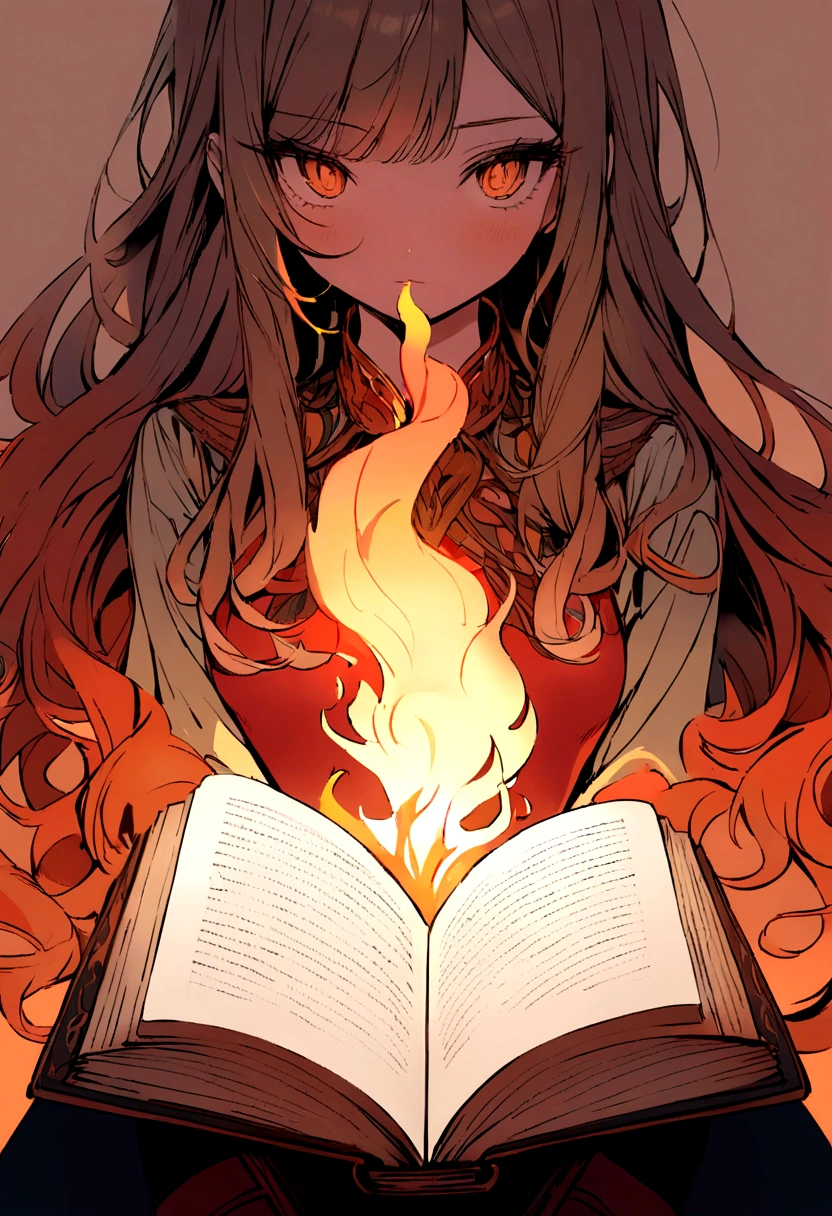 Open book with fire coming out of the middle