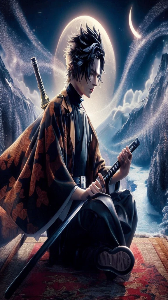 Final fantasy taste and reality graphics, Japanese young cute and cool ikemen boy, his age is early 20s, thin eyebrows and beady eyes, he wearing orange beige color double brest very thick trench coat, with a black color neck fur.,neck fur is black color, must black neck fur,
Must tighten your belt og coat, with epaulet, must close the front of the trench coat,, trench coat cloth the front, also wearing black very thick turtleneck lackluster shirts, tight black leather pants, shiny black leather tight and must put on a thin leather glove both hands, black leather knee-high raceup boots,must views head-to-toe,must views whole body, boy looks like fashion model,Do not show skin from the neck down,leather jacket leather glove and leather pants have few wrinkles,boy in the room,,Avoid showing your innerwear