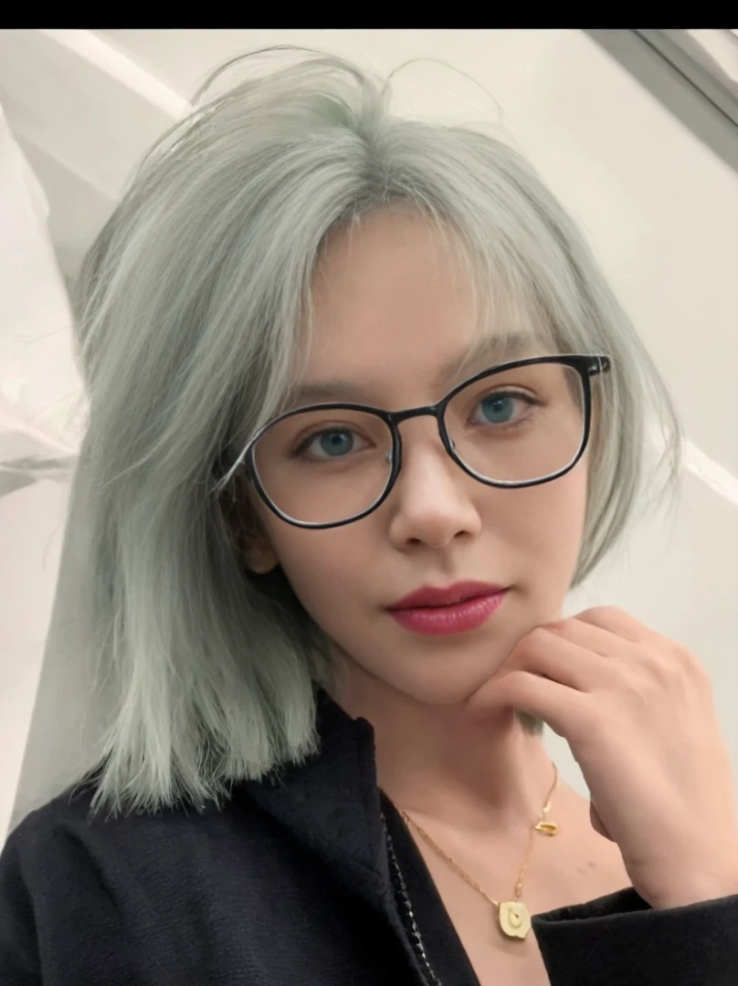 8K high quality,1 woman,Gray green hair:1.5