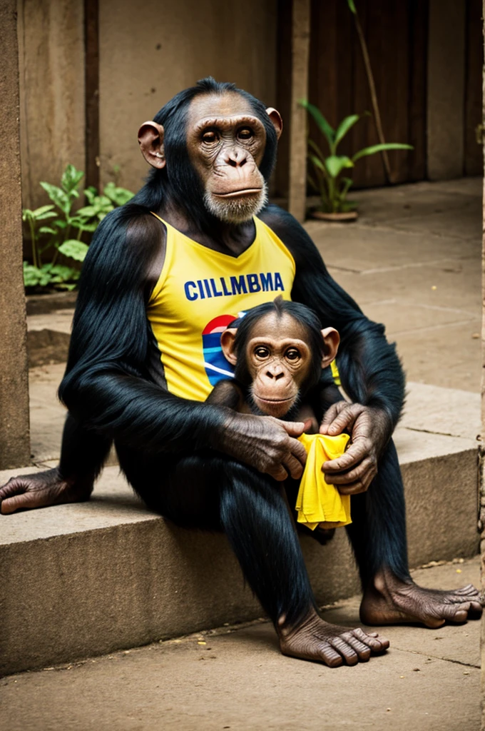 Chimpanzee with Colombia t-shirt