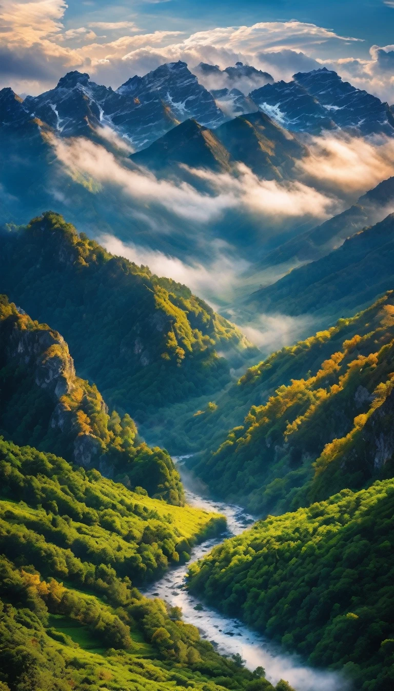 beautiful valley view , On the top of the mountain , Morning time , Beautiful clouds, Beautiful sky ,