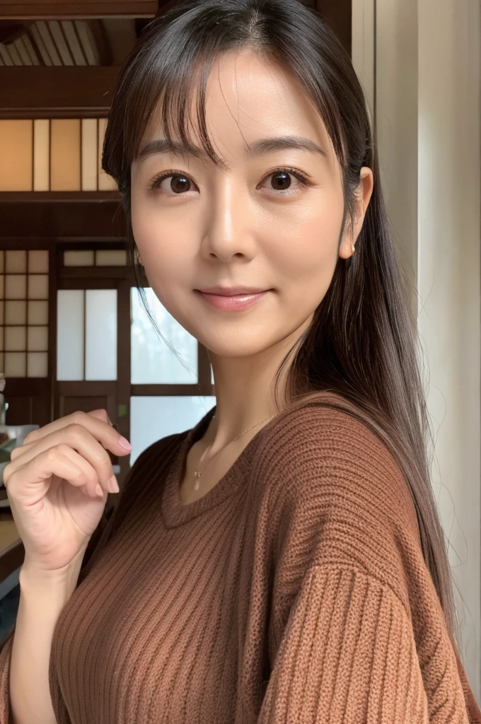 (Highest quality)), ((masterpiece)), (detailed),Perfect Face,Japanese,Mature Woman,Upper Body